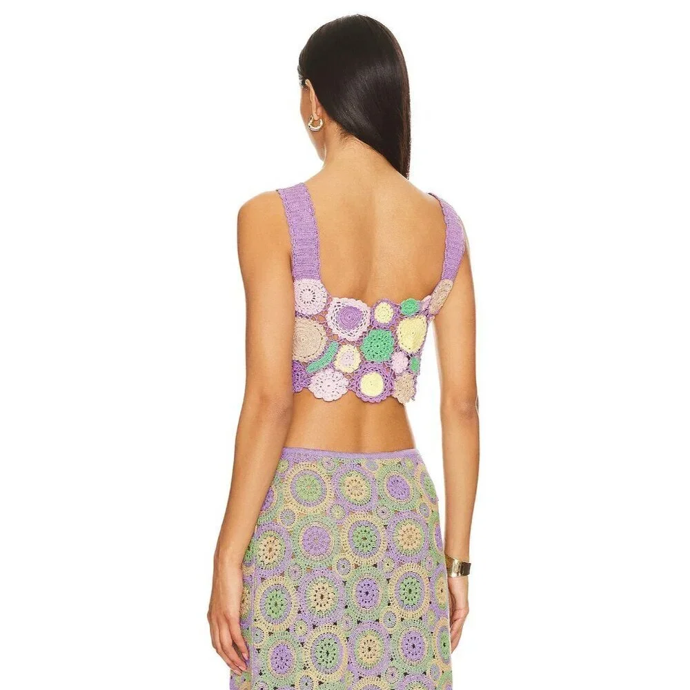 Agua Bendita Tanit Crochet Crop Top Multicolor Womens Size Large - Picture 4 of 9